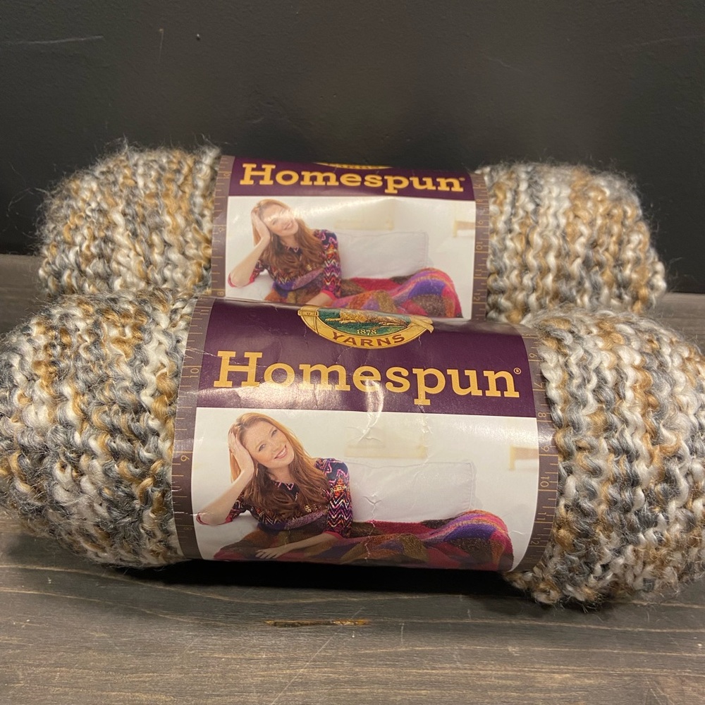 2 skeins Lion Brand Homespun Acrylic yarn made USA
